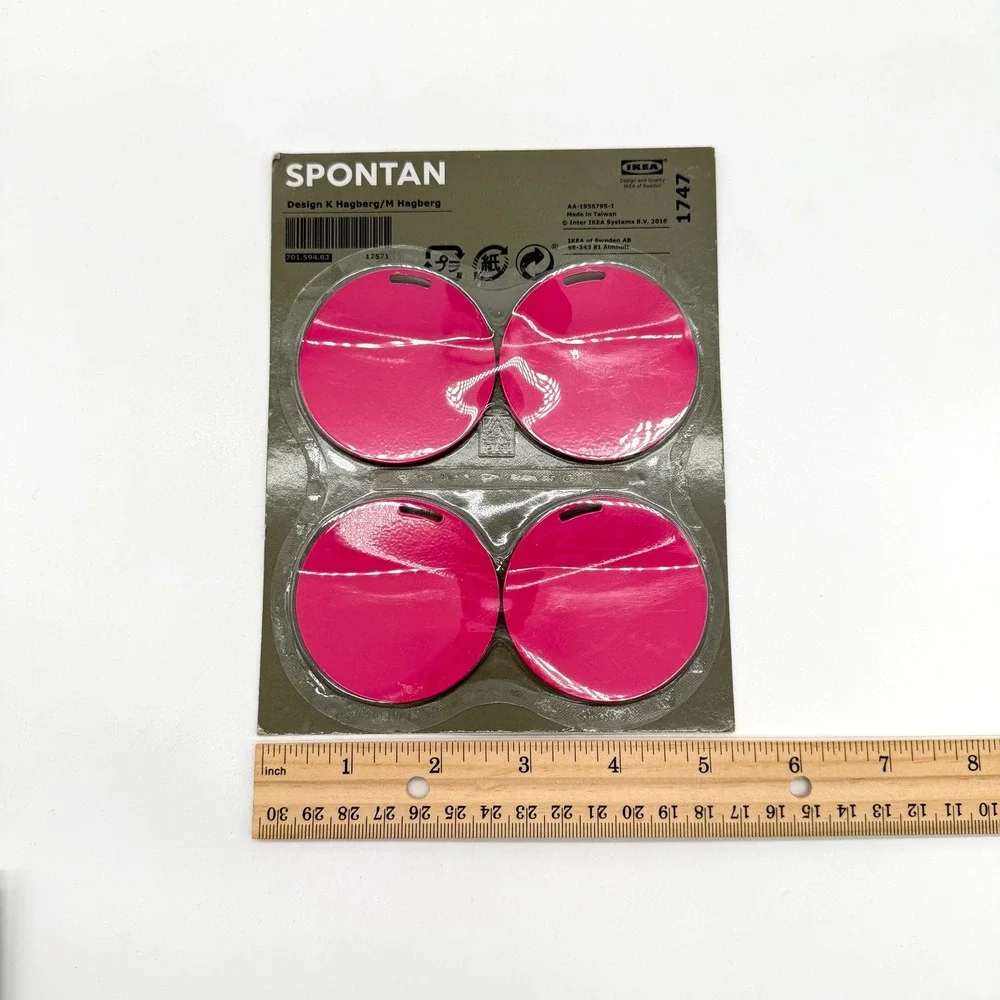 IKEA SPONTAN Round Magnetic Hook 4 Pack Pink Design K Hagberg 70159483 NEW